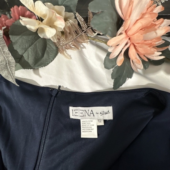 NEW $298‎ IEENA by Mac Duggal [ 12 ] Cap Sleeve V-Neck Jersey Gown in Navy - Picture 4 of 15